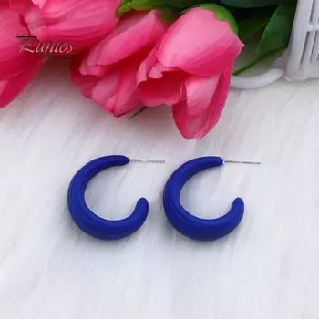 1 пара ярких цветов C-образные серьги-гвоздики, красочные серьги-кольца, легкие серьги с геометрическим кругом, ювелирные изделия, подарок озеро синий