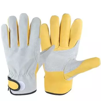 1 пара, рабочие перчатки из искусственной кожи, садовые перчатки, мужские рабочие перчатки из искусственной кожи, один размер One Size жёлтый