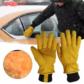 1 пара рабочих перчаток из искусственной кожи, зимние водонепроницаемые термоизолированные перчатки сварщика, флисовая подкладка, эластичные манжеты, теплые варежки