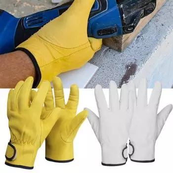 1 пара рабочих перчаток, изолированные зимние перчатки с защитой от ожогов, дышащие гибкие перчатки из искусственной кожи для улицы белый