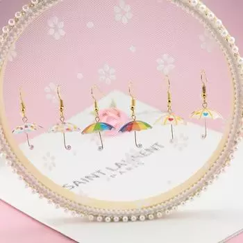1 пара радужных цветных маленьких сережек-зонтиков для женщин и девочек, милые стильные прозрачные висячие серьги-подвески, ювелирные изделия, подарки rainbow