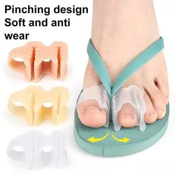 1 пара разделителей пальцев ног с 2 петлями ортопедический корректор вальгусной деформации молоткообразного пальца стопы снятие боли для женщин и мужчин выравнивание стопы перекрывающийся разделитель пальцев ног молоткообразный палец ноги бежевый