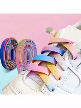 1 пара разноцветных шнурков без завязывания, ленивые, 8 мм, плоские эластичные шнурки для взрослых, эластичная обувь shoelaces разноцветный