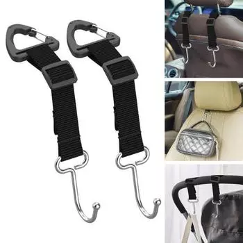 1 пара регулируемых плетеных крючков для автомобильных подголовников, многофункциональные, простые в установке, автоматические вешалки на заднее сиденье, сверхмощные крючки для детской коляски, органайзеры чёрный