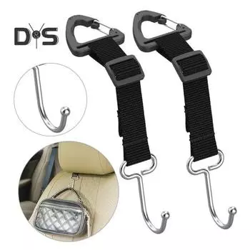 1 пара регулируемых плетеных крючков для автомобильных подголовников, многофункциональные, простые в установке, автоматические вешалки на заднее сиденье, сверхмощные крючки для детской коляски, органайзеры чёрный