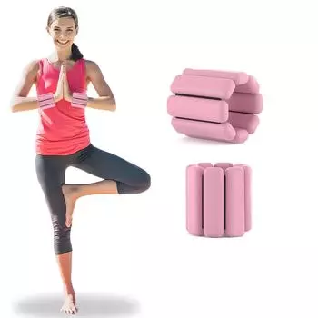 1 пара регулируемых утяжелителей для запястья и лодыжки (унисекс), Мешки с песком для запястий в спортзале (1 фунт каждый), Носимые браслеты для спортзала чёрный