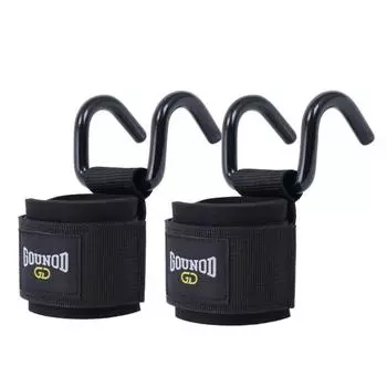 1 пара регулируемых вспомогательных силовых защитных запястий с нескользящими стальными крючками для ремней для спортзала
