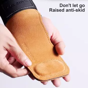 1 пара ремешков на запястье для тяжелой атлетики, двухслойные перчатки для тяжелой атлетики из воловьей кожи с подушечками для ладоней, эластичная рукоятка для становой тяги черный серый