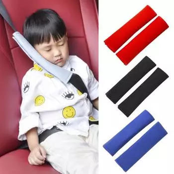 1 пара ремней для автомобильного сиденья, мягкий плюшевый чехол для поддержки головы, наплечная накладка красный