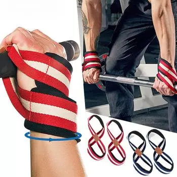 1 пара ремней для подъема тяжестей в виде рисунка 8. Ремни для тяжелой атлетики в виде рисунка 8. Ремни для запястий для мужчин, женщин, тяжелой атлетики, становой тяги. S