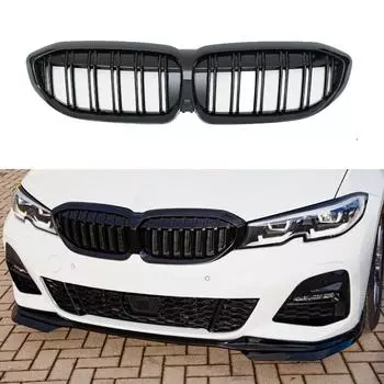 1 пара решеток, сменная решетка для переднего бампера, двойная линия, решетка, совместимая с 3-й серией G20 2019 51138072085 чёрный