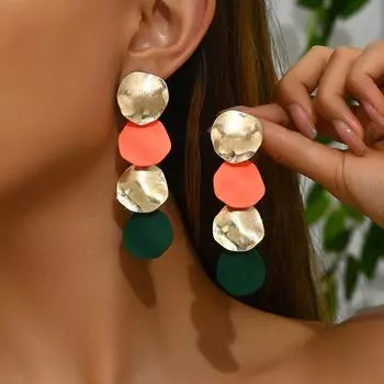 1 пара ретро элегантных ювелирных изделий геометрические красочные женские серьги, на каждый день, праздник, подарок one-size