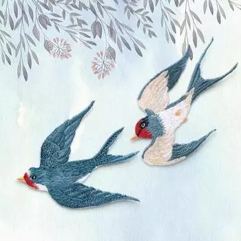 1 пара ретро-наклеек на ткань с изображением ласточки для ремонта одежды, вышивки, нашивки на одежду