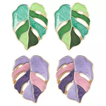 1 пара ретро преувеличенных эмалевых зеленых розовых сережек-листьев для женщин, модные серьги-листья, эстетичные свадебные украшения A1