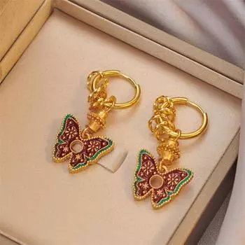 1 пара ретро роскошных эмалевых капельных масляных сережек для женщин и девочек в этническом китайском стиле, красочные серьги, ювелирные аксессуары, подарки