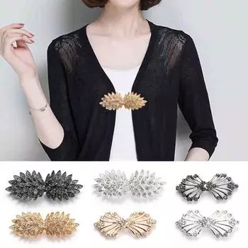 1 пара ретро ювелирных аксессуаров, пряжка из сплава, булавка для кардигана с кристаллами, зажимы для кардигана, пуговицы со стразами