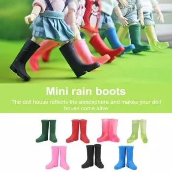 1 пара резиновых сапог, модель кукольного домика, миниатюрные резиновые длинные сапоги от дождя, кукольная обувь для украшения кукольного домика