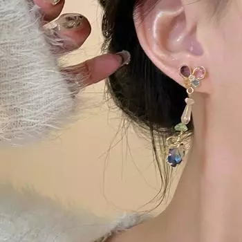 1 пара романтических сережек-капель в виде бабочек для женщин и девочек, нежные цветные длинные серьги-кисточки, украшения для свадебной вечеринки 1pair