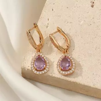 1 пара роскошных фиолетовых сережек-капель для женщин, ювелирные изделия из кубического циркония, аксессуары для свадебной вечеринки фиолетовый