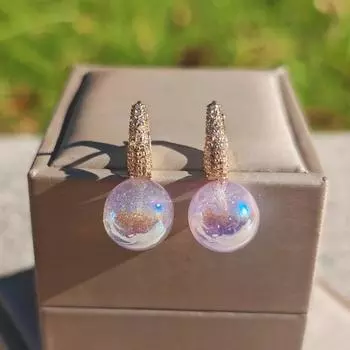 1 пара роскошных фиолетовых звездных неба искусственный жемчуг висячие серьги для женщин кубический цирконий ювелирные изделия повседневные свадебные аксессуары для вечеринок фиолетовый