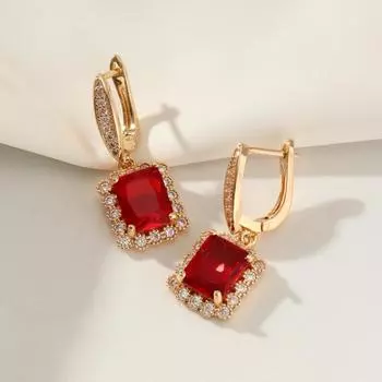 1 пара роскошных красных/зеленых квадратных висячих сережек с имитацией цветных драгоценных камней для женщин, ювелирные изделия из кубического циркония, аксессуары для свадебной вечеринки красный