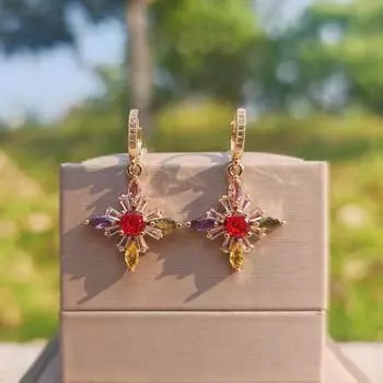 1 пара роскошных красочных сережек-крестов для женщин, ювелирные изделия из кубического циркония, аксессуары для повседневной свадебной вечеринки разноцветный