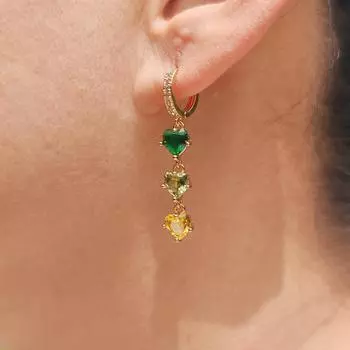 1 пара роскошных красочных висячих сережек в форме сердца с кисточками для женщин, ювелирные изделия с кубическим цирконием, аксессуары для свадебной вечеринки разноцветный