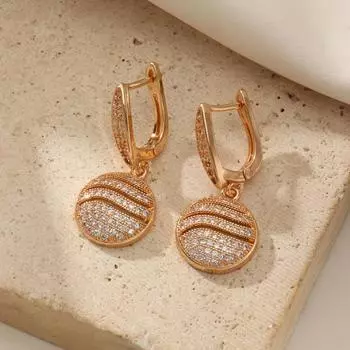 1 пара роскошных круглых висячих сережек для женщин, серьги с кубическим цирконием, ювелирные изделия, аксессуары для свадебной вечеринки золотой