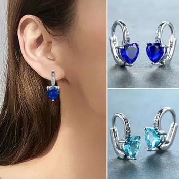 1 пара роскошных романтических сережек для пирсинга на спине в форме сердца с цирконием, висячие королевский синий