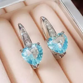 1 пара роскошных романтических сережек для пирсинга на спине в форме сердца с цирконием, висячие серьги для вечеринки королевский синий