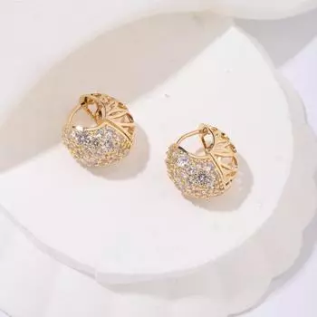 1 пара роскошных серег-кольц с медью и инкрустацией кубическим цирконием, геометрические серьги для женщин, которые можно носить на каждый день, на свидании, на вечеринке или на свадьбе, ювелирные изделия золотой