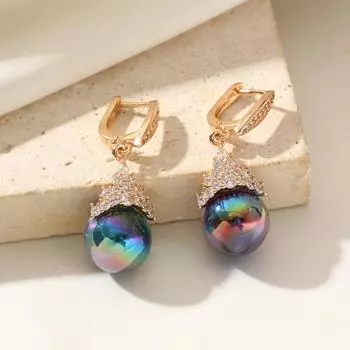 1 пара роскошных синих круглых искусственных жемчугов, висячие серьги для женщин, серьги с кубическим цирконием, ювелирные изделия, аксессуары для свадебной вечеринки синий