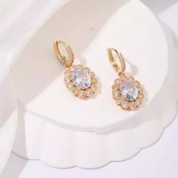 1 пара роскошных висячих серег с белым подсолнухом для женщин, ювелирные изделия с кубическим цирконием, аксессуары для свадебной вечеринки белый