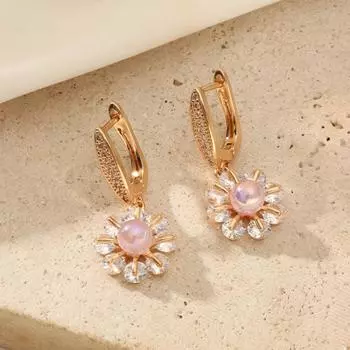 1 пара роскошных висячих сережек с искусственным жемчугом и цветком циркония для женщин, серьги, ювелирные изделия, аксессуары для свадебной вечеринки белый