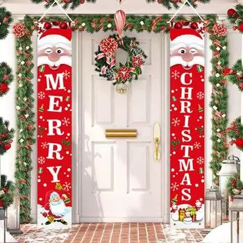 1 пара рождественских двустиший, легко повесить Санта-Клауса на крыльцо