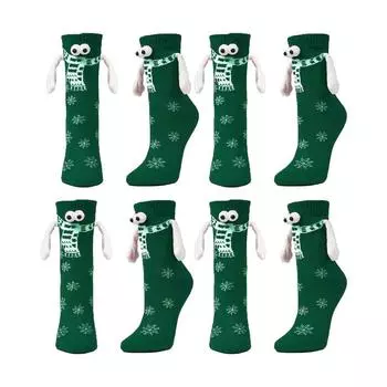 1 пара рождественских носков с рисунком забавной пары, держащейся за руки, магнитные чулки, теплые носки на осень и зиму, рождественские подарки красный