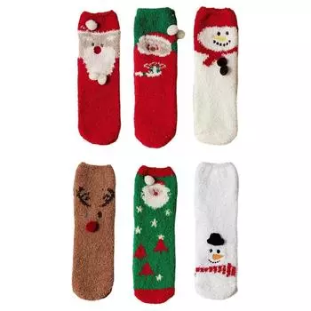 1 пара рождественских носков унисекс для мужчин и женщин, длина симпатичная коралловая и зимняя бархатная носки средней длины V2M7 A-One size