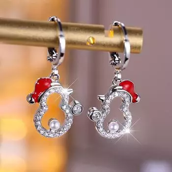 1 пара рождественских сережек-капель в виде пингвина в красной шапке для женщин и девочек, модные рождественские украшения, аксессуары, подарки на вечеринку серебряный