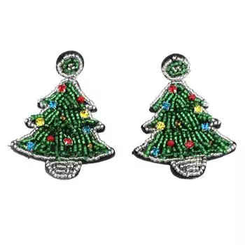 1 пара рождественских сережек с бусинами, милые, удобные, легкие, висячие серьги в виде рождественской елки