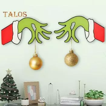 1 пара рождественских украшений, знаков, зеленых эльфов, настенных декоративных вешалок, праздничных дверных знаков для подвешивания рождественского венка в виде шара 1 Pair