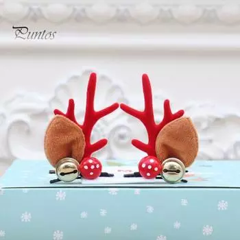 1 пара рождественских заколок для волос с рогами оленя, милая заколка для волос с изображением лося и Санта-Клауса для женщин, девочек, детей, аксессуары для волос принцессы D