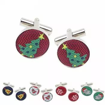 1 пара рождественских запонок, запонки для рубашки, манжеты на пуговицах, ювелирные изделия из сплава, мужская мода, деловая вечеринка 1