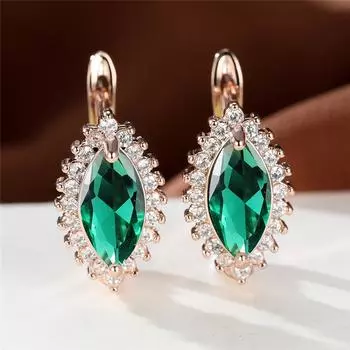 1 пара розового золота, цвет огранки «маркиз», многоцветный камень-капля, висячие серьги-крючки, белый, красный, синий, зеленый камень, серьги с когтями в форме лошадиного глаза, ювелирные изделия разноцветный