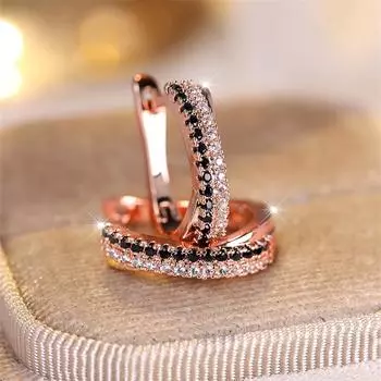 1 пара розового золотого цвета, черно-белые серьги с крестом из циркона, висячие серьги, ювелирные изделия, модные аксессуары для свадебной вечеринки чёрный