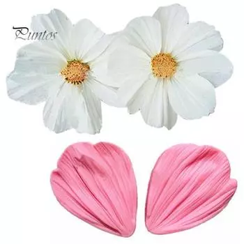 1 пара розовых 3D лепестков цветка ромашки, форма для помадки, украшения торта, шоколадные формы