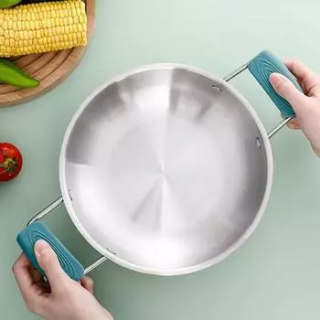 1 пара ручек для сковородок, многоразовые, многоцелевые, долговечные, удобные, теплоизолированные, чехлы для сковородок для домашнего хозяйства темно-зеленого