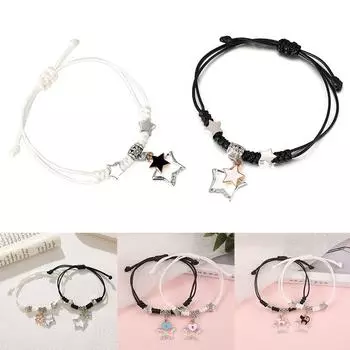 1 пара ручной работы вязанная подвеска в виде звезды модный сплав регулируемые браслеты для вечеринок американские аксессуары