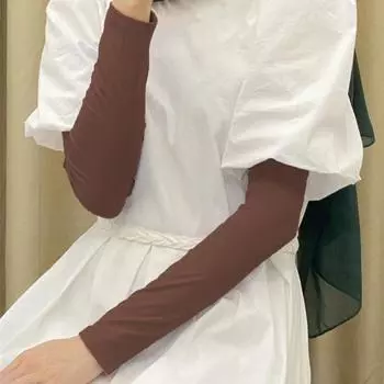 1 пара рукавов унисекс из ледяного шелка Тонкие анти-УФ-защита от солнца Сплошной цвет Быстросохнущие Дышащие Высокая эластичность Противоскользящие Велоспорт Рыбалка на открытом воздухе