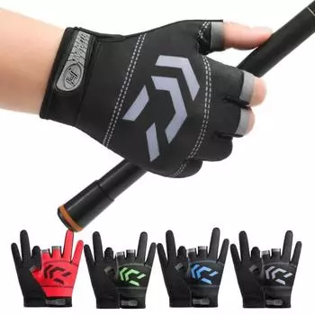 1 пара рыболовных перчаток с 3 вырезами, весна-лето, UPF 50 + защита от ультрафиолета, дышащие, противоскользящие, быстросохнущие, мужские велосипедные перчатки, аксессуары для рыбалки синий