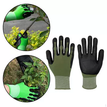 1 пара садовых перчаток для работ на открытом воздухе и в помещении темно-зеленого